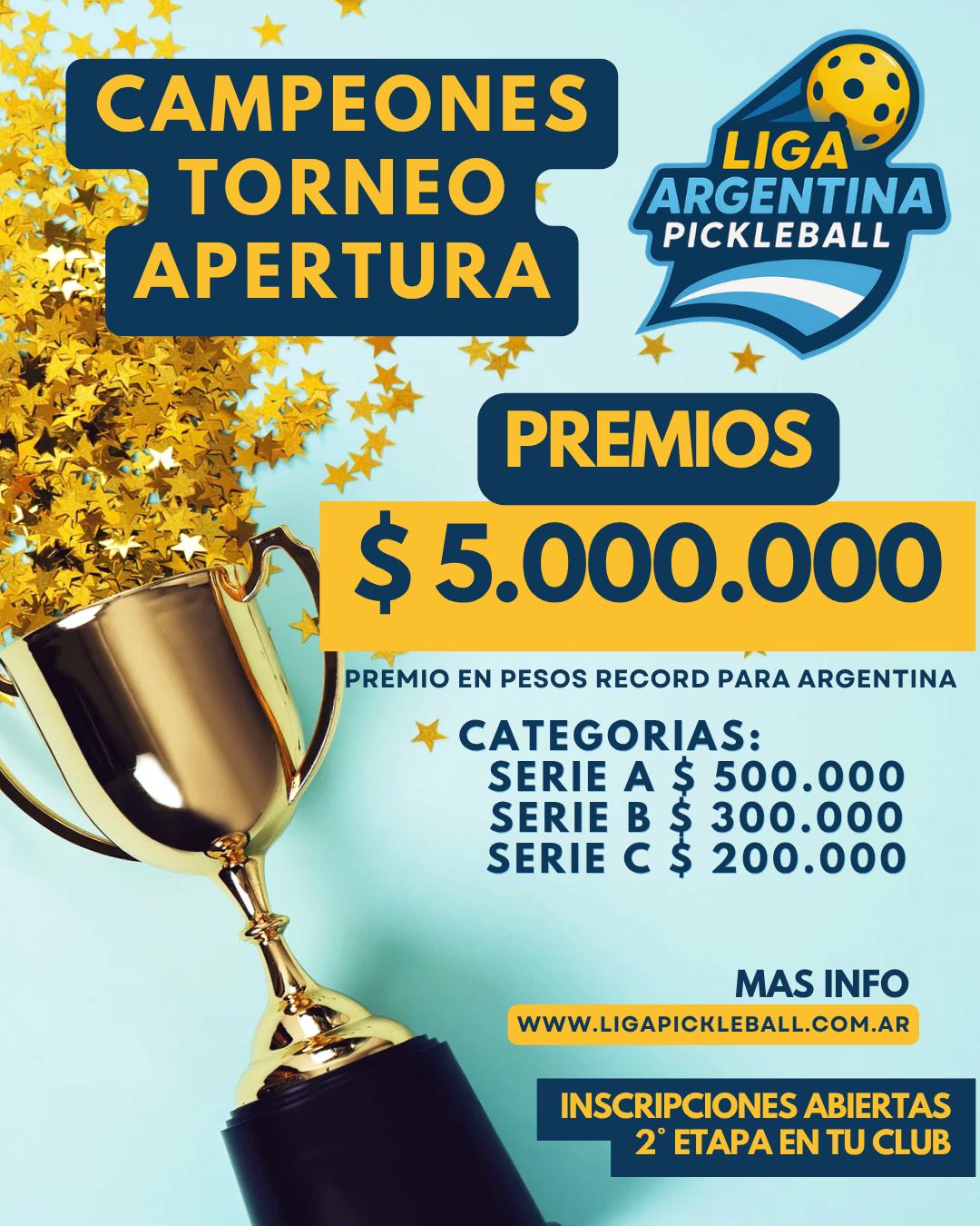 La Liga Argentina de Pickleball anuncia una bolsa histórica de 5 millones de pesos para la 1° Final del Apertura